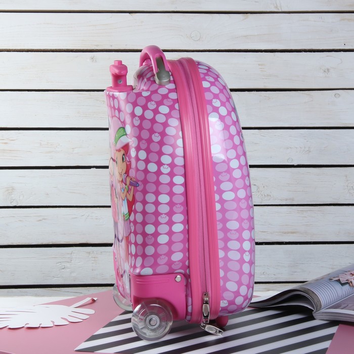 Чемодан детский «Дуэт», отдел на молнии, 2 колеса, цвет розовый