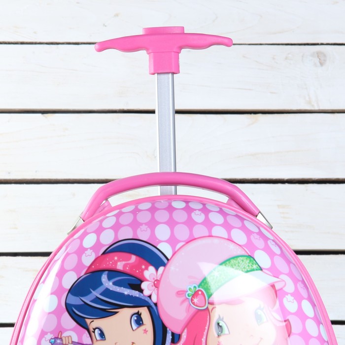 Чемодан детский «Дуэт», отдел на молнии, 2 колеса, цвет розовый