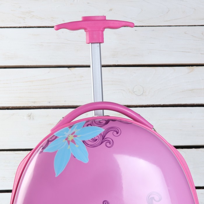 Чемодан детский «Бабочки», отдел на молнии, 2 колеса, цвет розовый