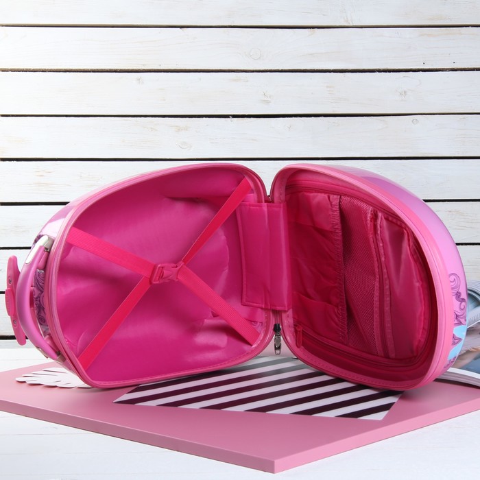 Чемодан детский «Бабочки», отдел на молнии, 2 колеса, цвет розовый
