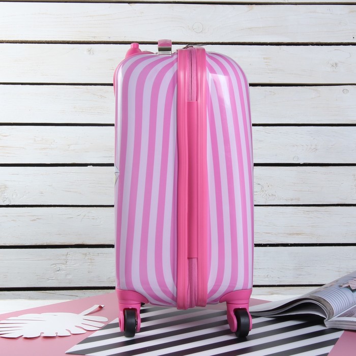 Чемодан детский «Котики» 18", отдел на молнии, 4 колеса, цвет розовый