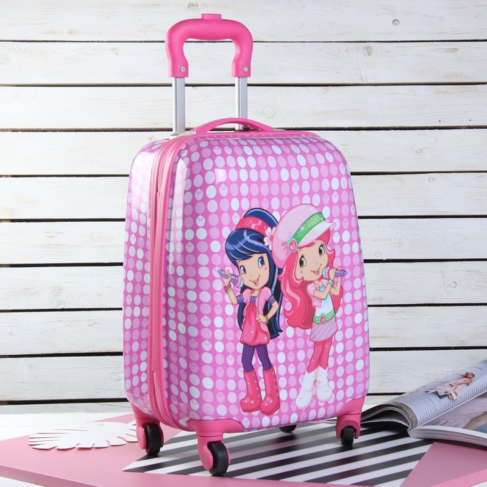 Чемодан детский «Дуэт» 18", отдел на молнии, 4 колеса, цвет розовый