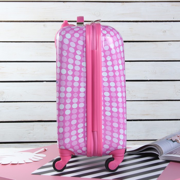 Чемодан детский «Дуэт» 18", отдел на молнии, 4 колеса, цвет розовый