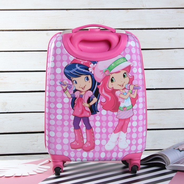 Чемодан детский «Дуэт» 18", отдел на молнии, 4 колеса, цвет розовый