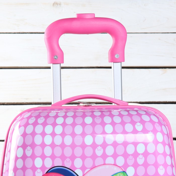 Чемодан детский «Дуэт» 18", отдел на молнии, 4 колеса, цвет розовый