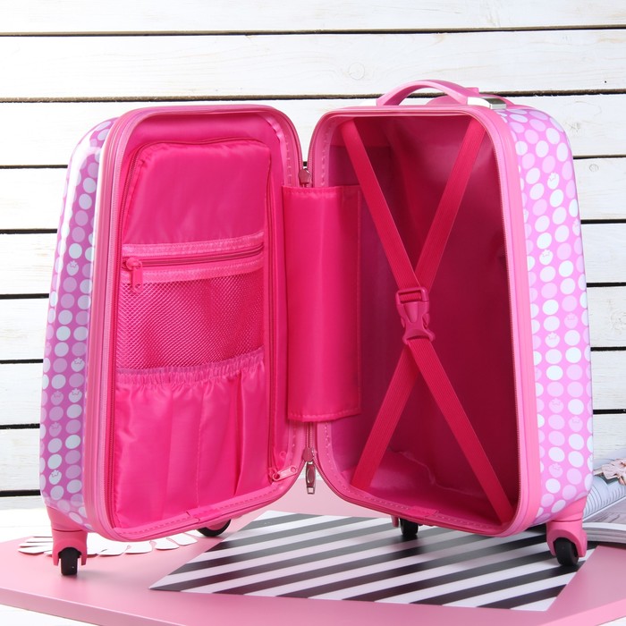 Чемодан детский «Дуэт» 18", отдел на молнии, 4 колеса, цвет розовый