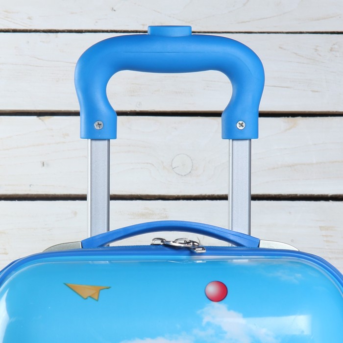 Чемодан детский «Велосипедист» 18", отдел на молнии, 4 колеса, цвет синий