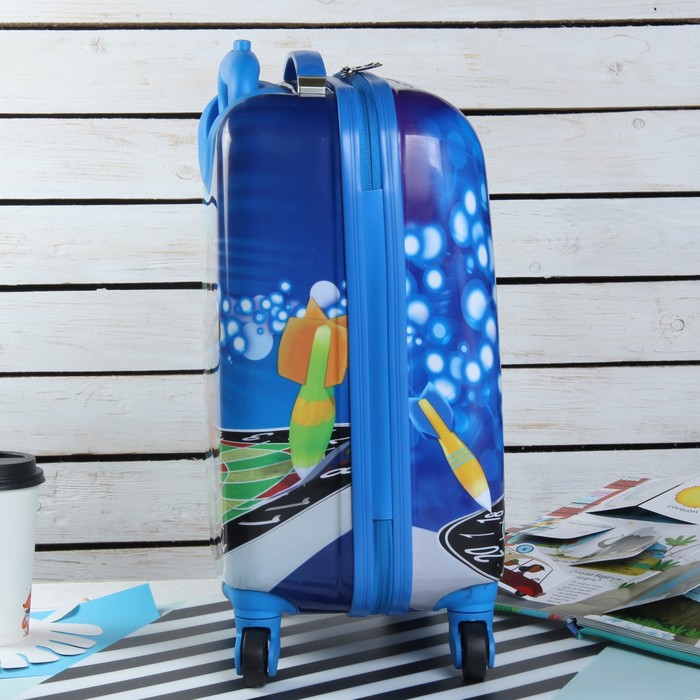 Чемодан детский «Гитарист» 18", отдел на молнии, 4 колеса, цвет синий