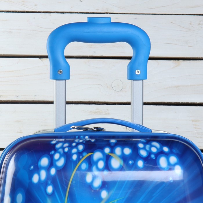 Чемодан детский «Гитарист» 18", отдел на молнии, 4 колеса, цвет синий