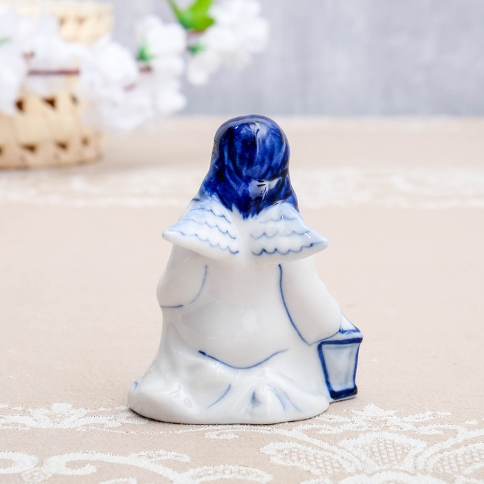 Сувенир «Ангел с фонариком», 7×10,8 см, гжель