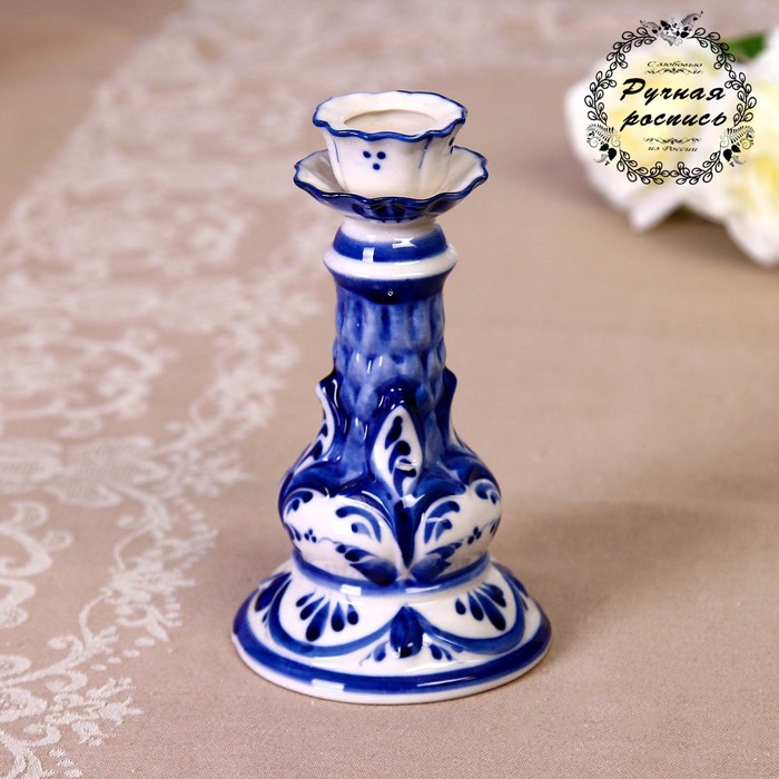 Подсвечник «Цветок», 9,5×15,5 см, гжель