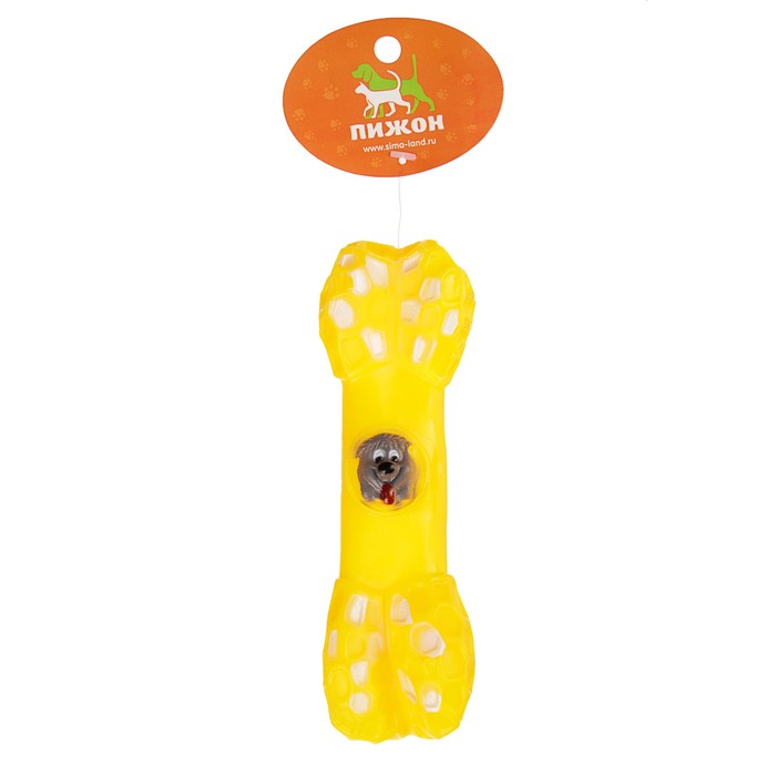 Игрушка пищащая "Кость с портретом", 15 см, микс цветов