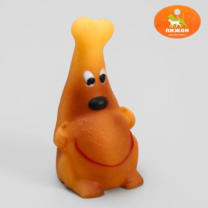 Игрушка пищащая "Моська на косточке", 11,5 см