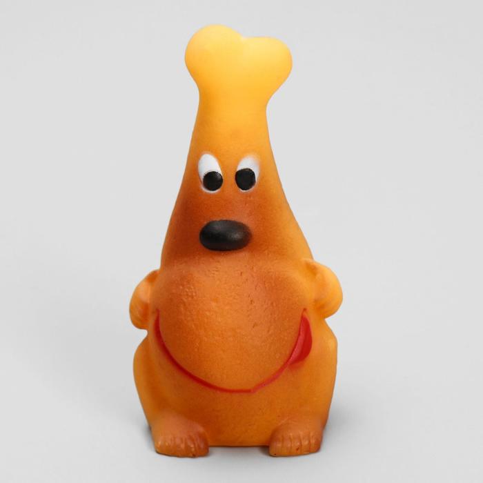 Игрушка пищащая "Моська на косточке", 11,5 см