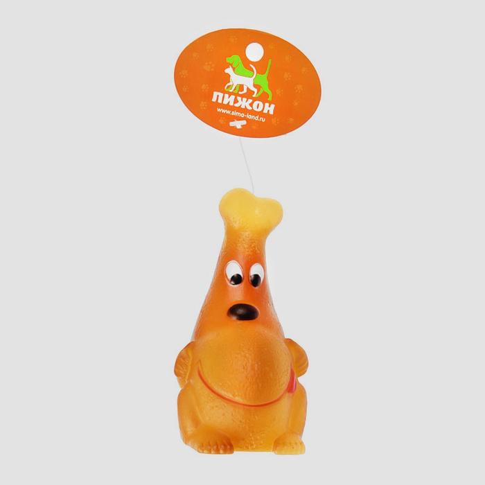 Игрушка пищащая "Моська на косточке", 11,5 см