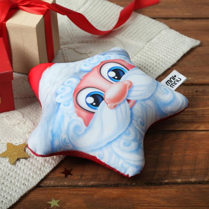 Мягкая подушка-антистресс "Дед мороз" звезда