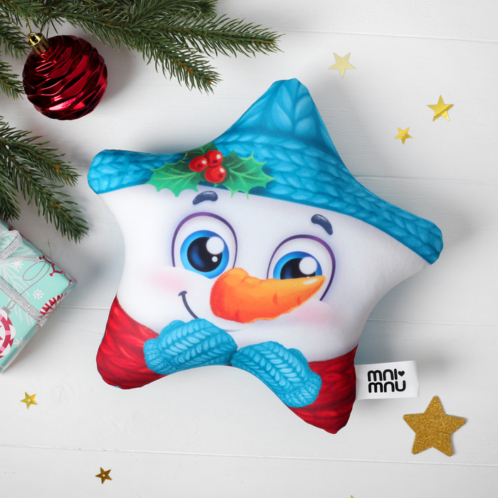 Мягкая подушка-антистресс "Снеговик" звезда