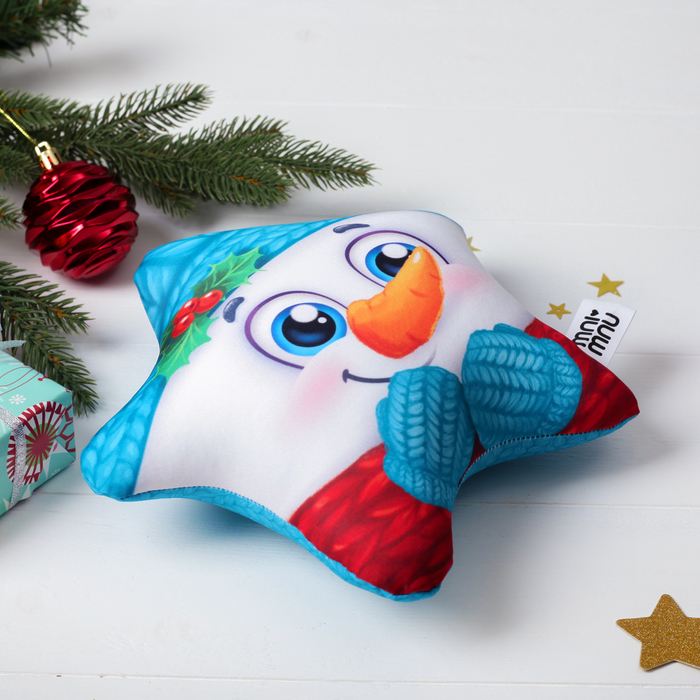 Мягкая подушка-антистресс "Снеговик" звезда