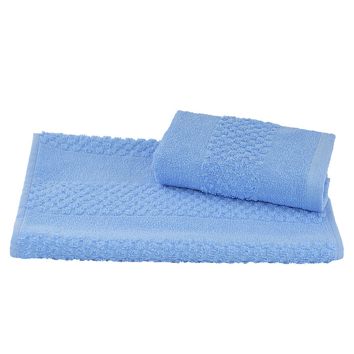 Полотенце махровое гладкокрашеное 30×60 см 360 г/м2, голубой, 100% хлопок