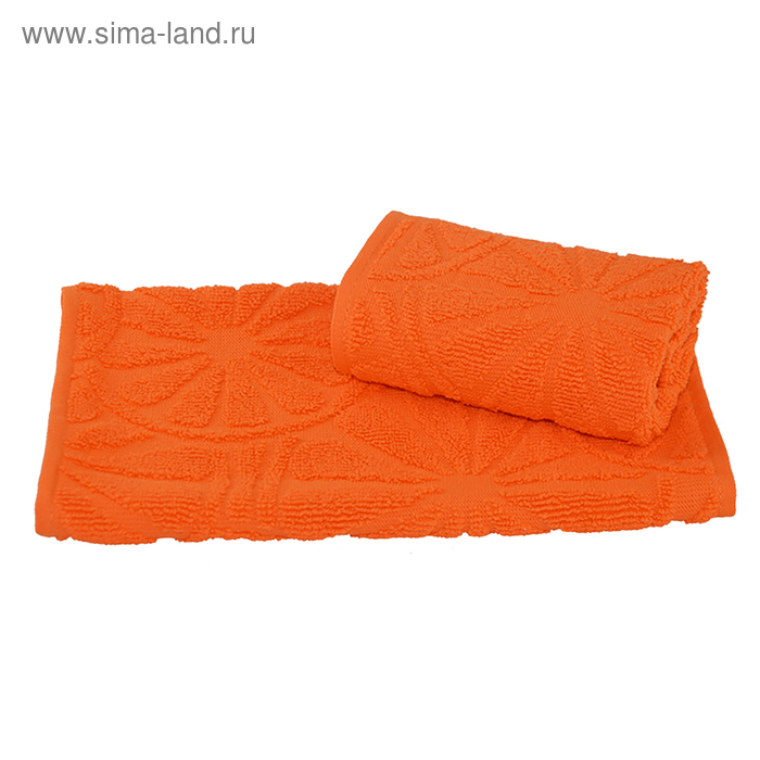 фото Полотенце махровое жаккардовое 30×50 см 400 г/м2, оранжевый, 100% хлопок текстиль центр