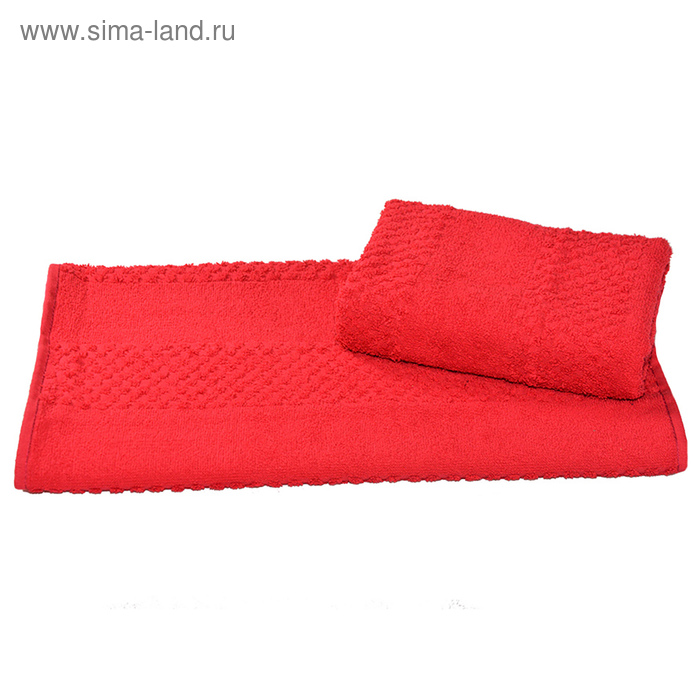 фото Полотенце махровое гладкокрашеное 40×70 см 360 г/м2, красный, 100% хлопок текстиль центр