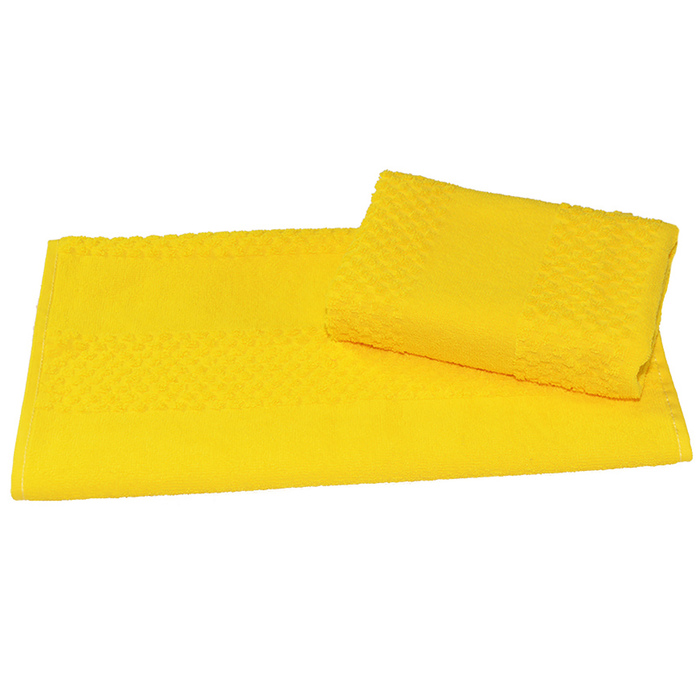 Полотенце махровое гладкокрашеное 40×70 см 360 г/м2, желтый, 100% хлопок