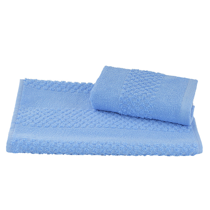 Полотенце махровое гладкокрашеное 40×70 см 360 г/м2, голубой, 100% хлопок