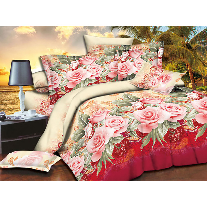 Постельное бельё 2 сп. 5D диз. 2182, 200х215- 1 шт., 175х215 - 1 шт., 70х70 - 2 шт. полипоплин