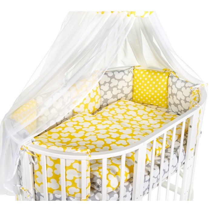 Комплект Tenero Giallo, 8 предметов, цвет жёлтый/серый, бязь