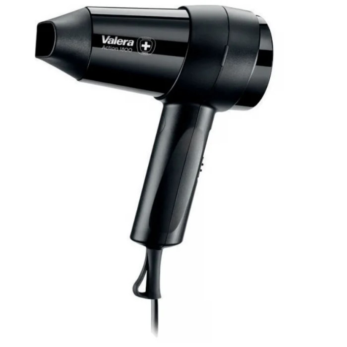 Фен Valera 542.08 Action, 1800 Вт, 3 скорости, 3 режима, холодный воздух, шнур 1.8 м, чёрный 39098