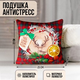 Подушка-антистресс «Пусть всегда в сердце будет место для сказки», новогодняя, 23х23 см Ош