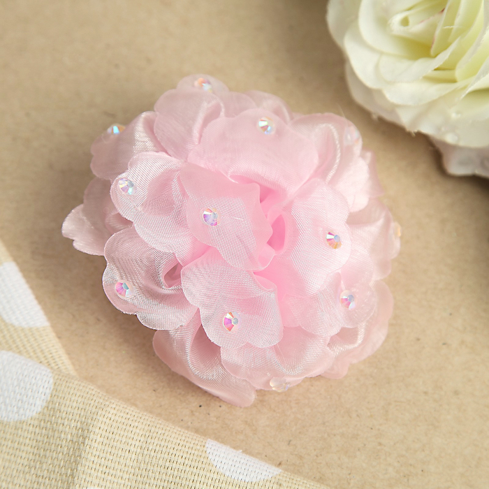 Бант для девочек с резинкой "Пушинка", с блёстками, 8 см, розовый