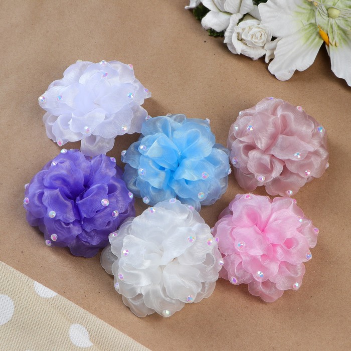 Бант для девочек с резинкой "Бордо", с блёстками, 12 см, микс