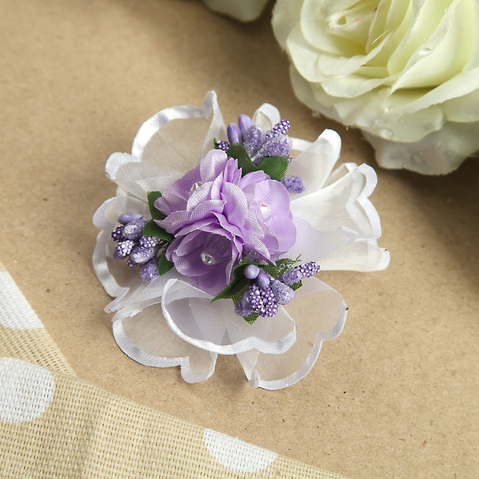 Бант для девочек с резинкой "Деточка", с цветочным декором, 9 см, микс