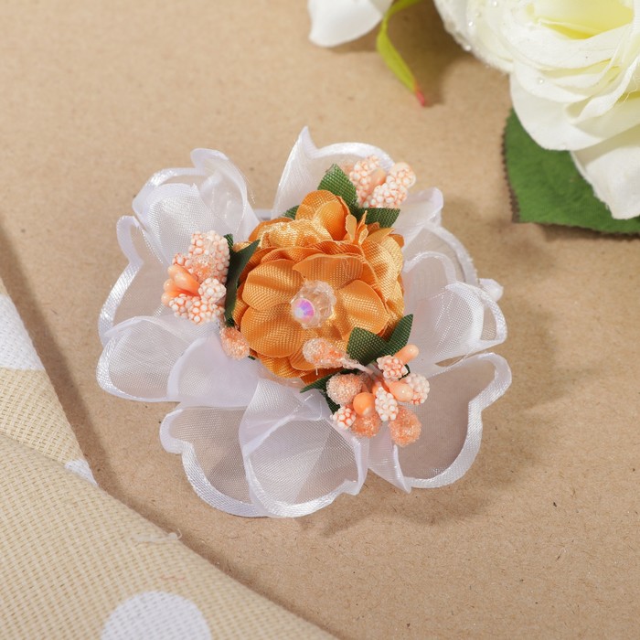 Бант для девочек с резинкой "Деточка", с цветочным декором, 9 см, микс