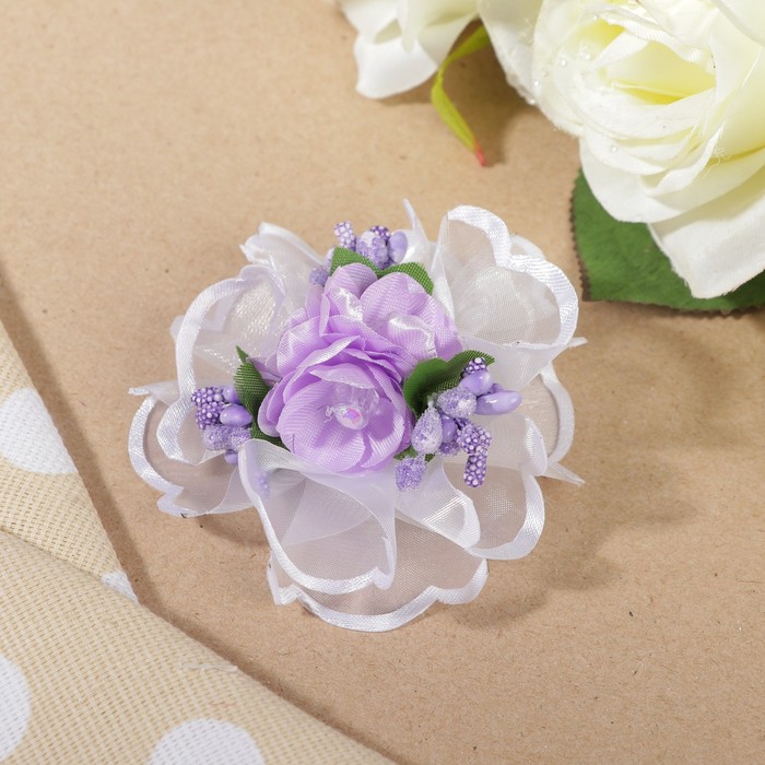 Бант для девочек с резинкой "Деточка", с цветочным декором, 9 см, микс