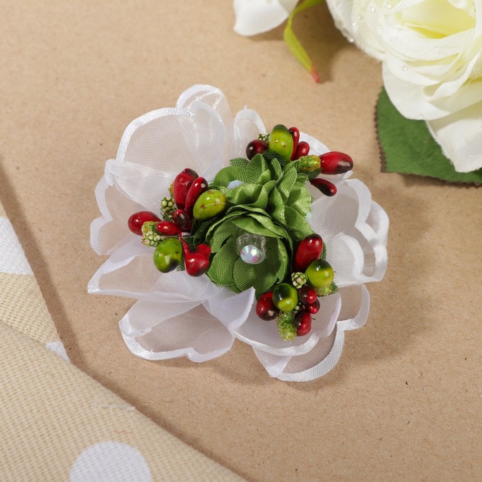 Бант для девочек с резинкой "Деточка", с цветочным декором, 9 см, микс