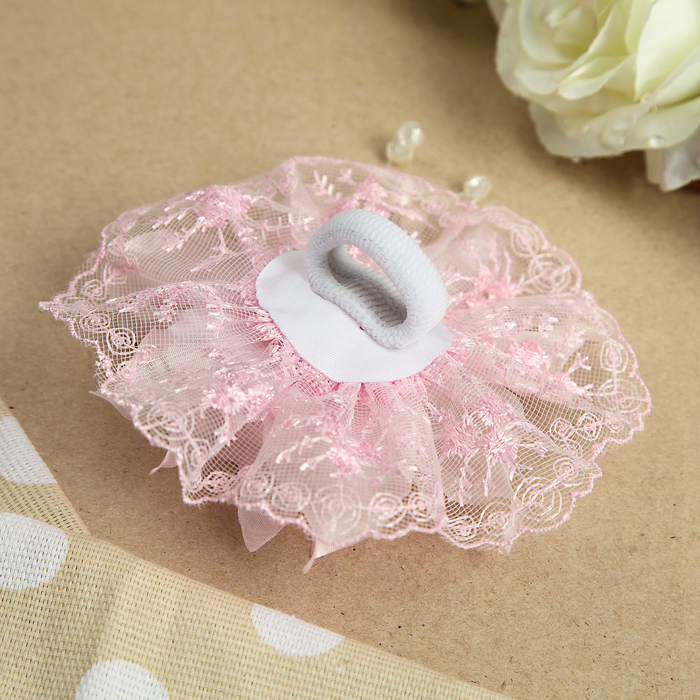 Бант для девочек с резинкой "Шампань", с вышивкой, 14 см, микс