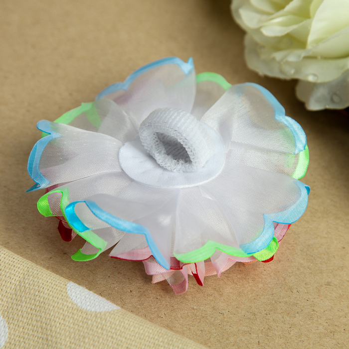 Бант для девочек с резинкой "Милашка", с цветной окантовкой, 11 см, разноцветный