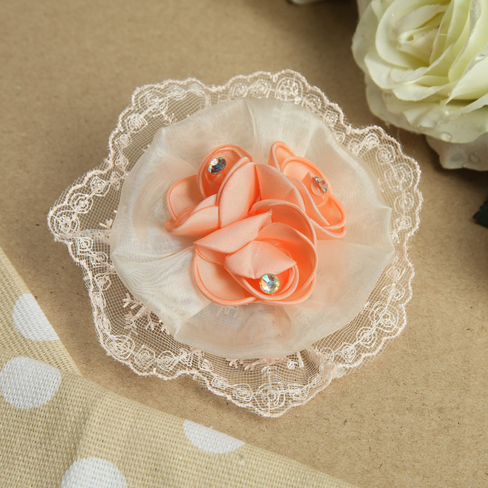 Бант для девочек с резинкой "Летний", с вышивкой, 13 см, микс