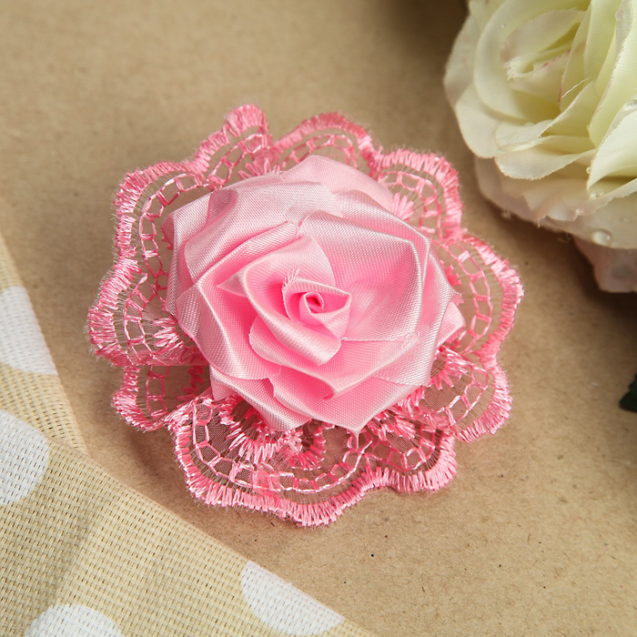 Бант для девочек с резинкой "Взрывной", с вышивкой, 8 см, микс