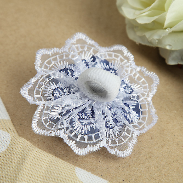 Бант для девочек с резинкой "Феечка", с вышивкой, 8 см, синий