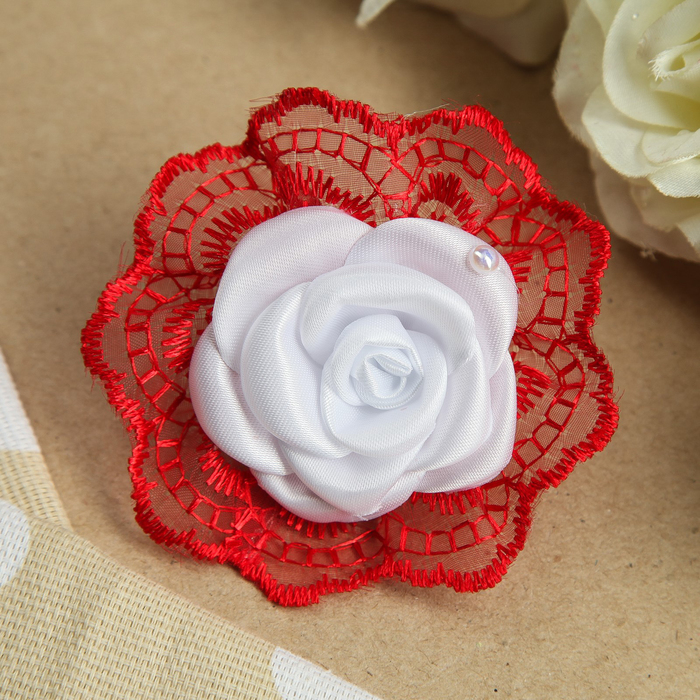 Бант для девочек с резинкой "Миленький", с вышивкой, 7 см, микс