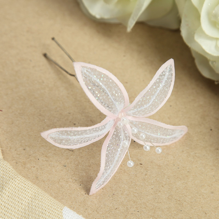 Шпилька для волос "Аленький цветочек", с блёстками, 5 см, микс