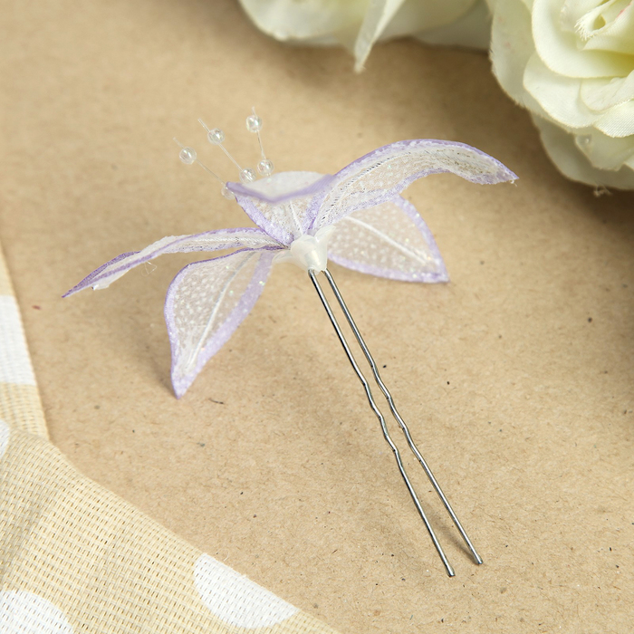 Шпилька для волос "Аленький цветочек", с блёстками, 5 см, микс