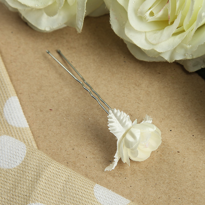 Шпилька для волос "Подснежник", с бусинкой, 2 см, микс