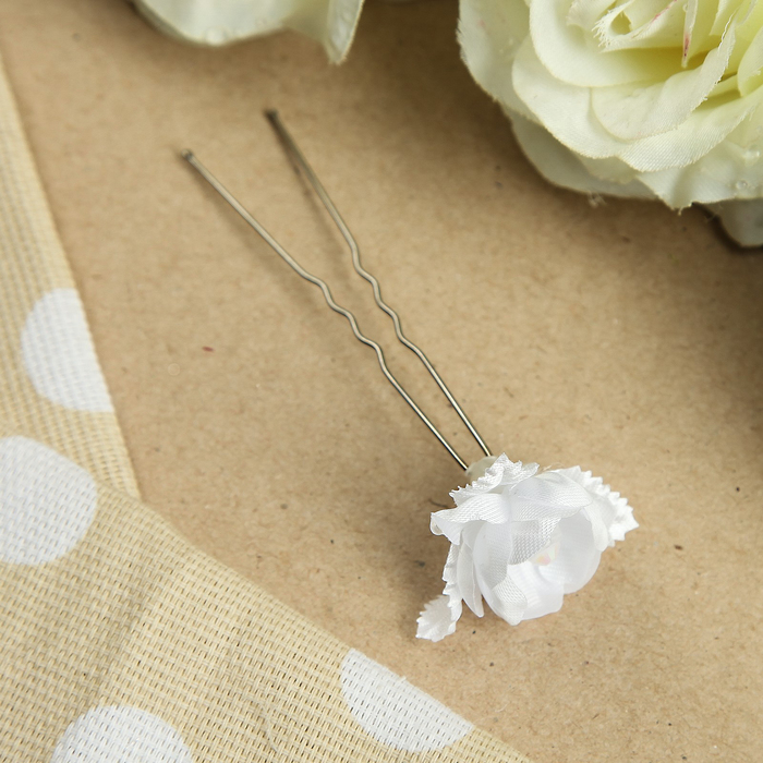 Шпилька для волос "Подснежник", с бусинкой, 2 см, микс