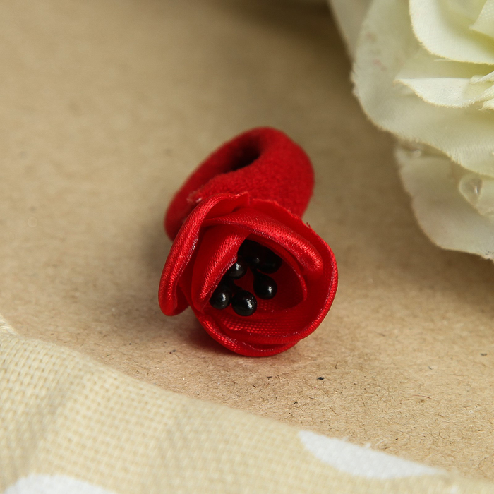 Резинка для волос "Мак", с бусинами, 2 см, красный