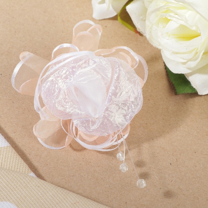 Бант для девочек с резинкой "Солнышко", с бусинами, 8 см, микс