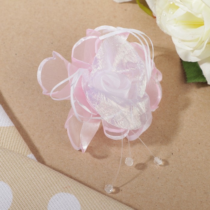 Бант для девочек с резинкой "Солнышко", с бусинами, 8 см, микс